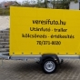 Ponyvás utánfutó 250 x 140 cm – 160cm magas ponyvával